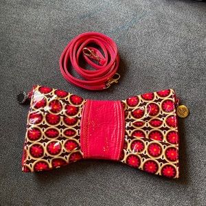 Vera Bradley Pink Frill Clutch Vinyl bow shape